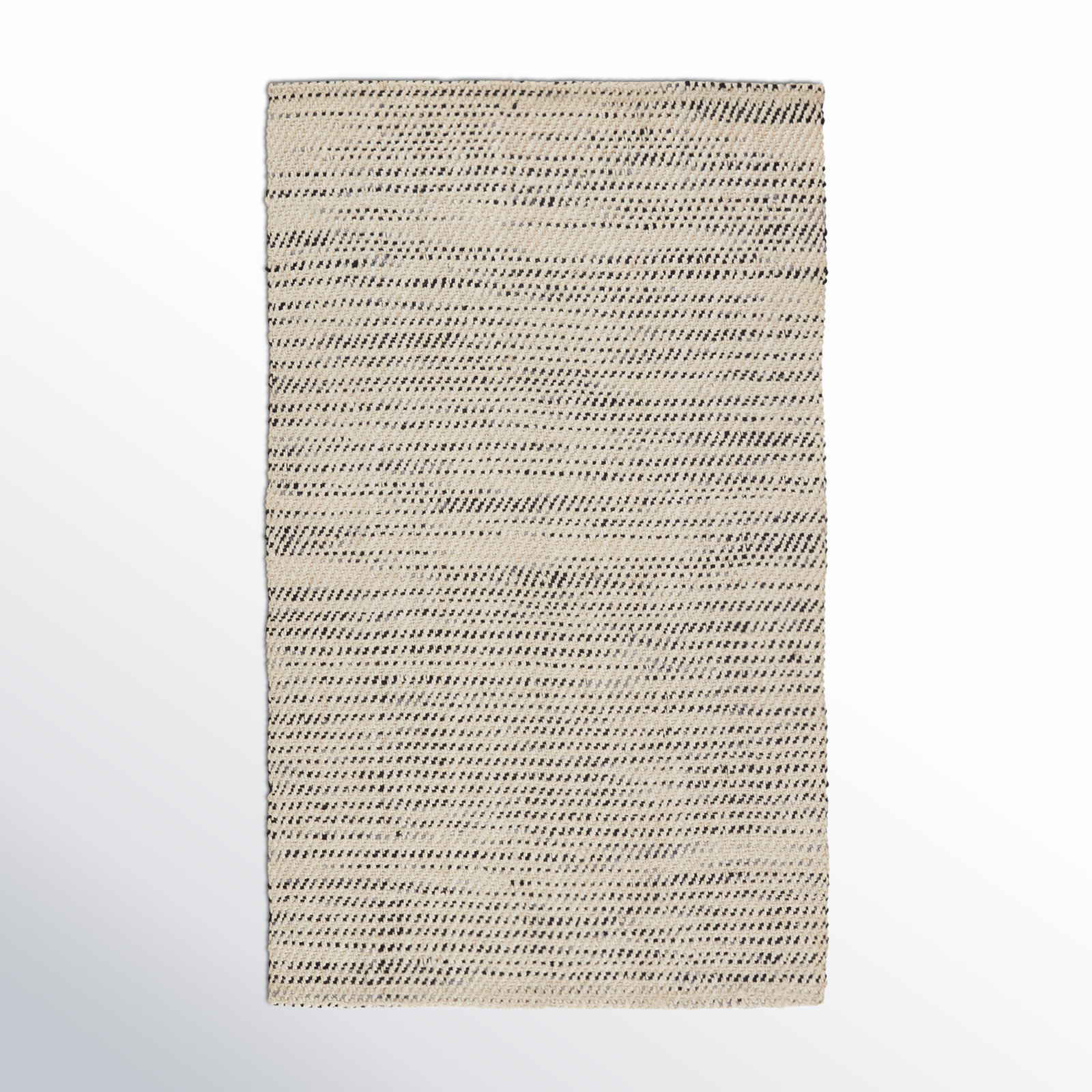 Owen White Black Hand-Woven Striped Jute Rug, Rectangle 2' x 3'