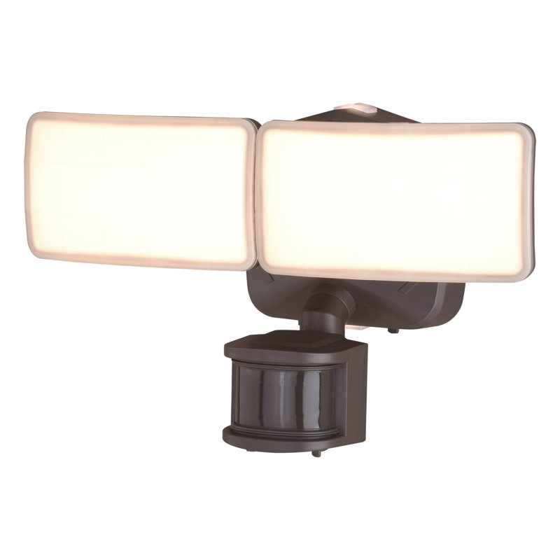 2 - Head LED Hardwired Dusk to Dawn Outdoor Security Area Light with Motion Sensor, Bronze