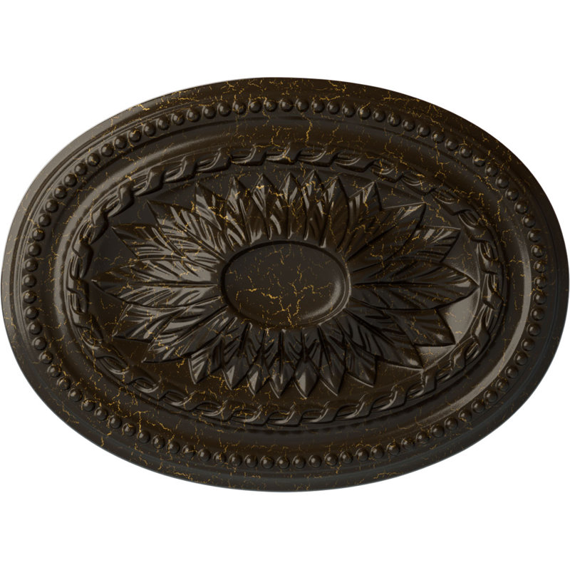Endurathane Richmond Ceiling Medallion, 18"OD x 1 3/8"P (Fits Canopies up to 2 5/8"), Hand-Painted Ultra Pure White Crackle Finish