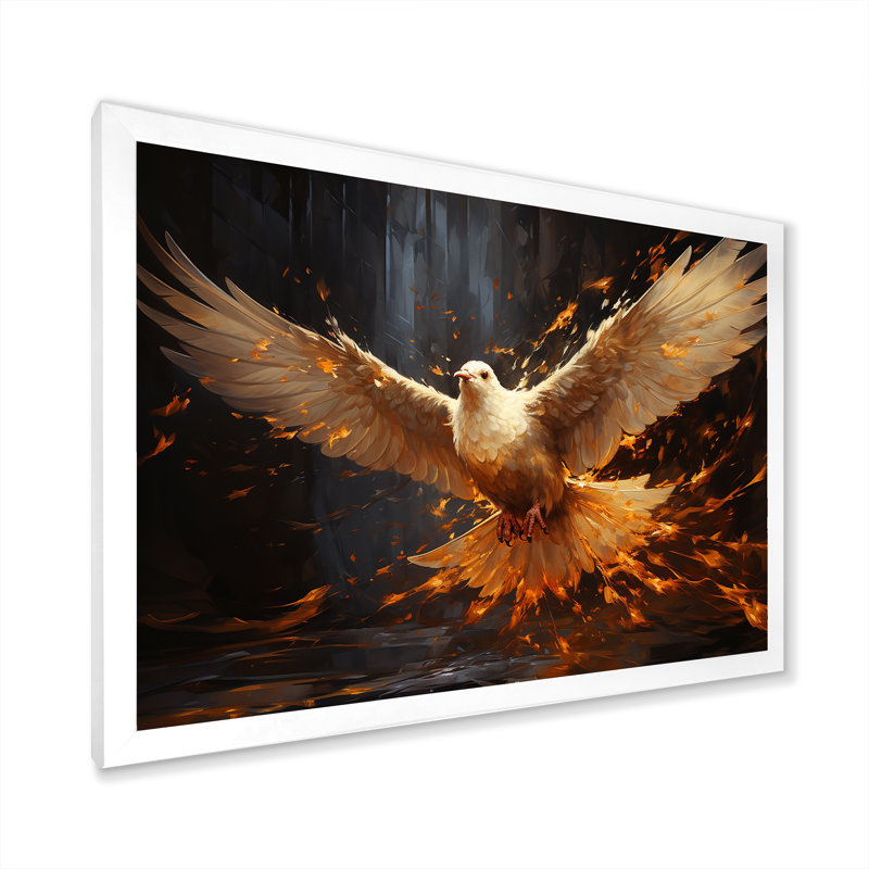 Golden Dove Grace I - impression, Cadre simple blanc, H 16 po x l 32 po x P 1 po
