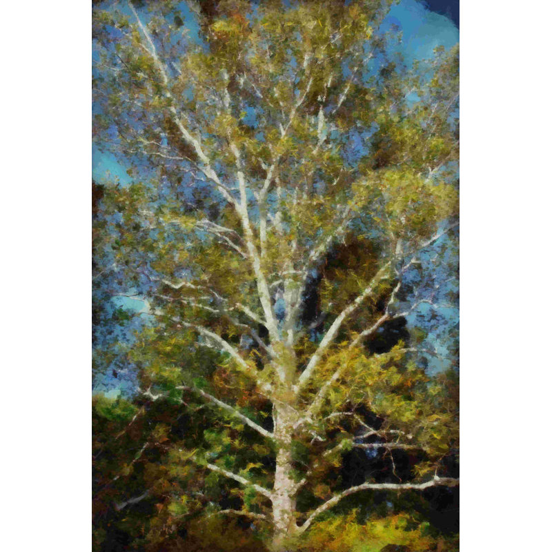 «Painted Green Tall Tree», peinture sur toile tendue, H 36 po x l 24 po