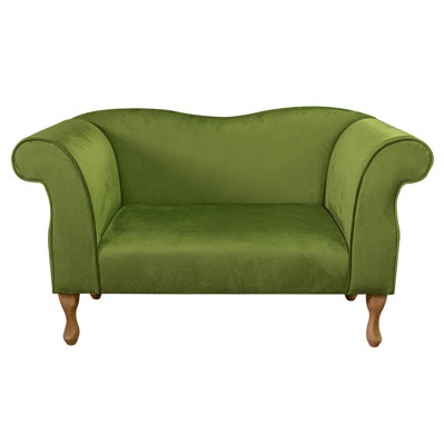 Olive Green Velvet Chaise Sofa