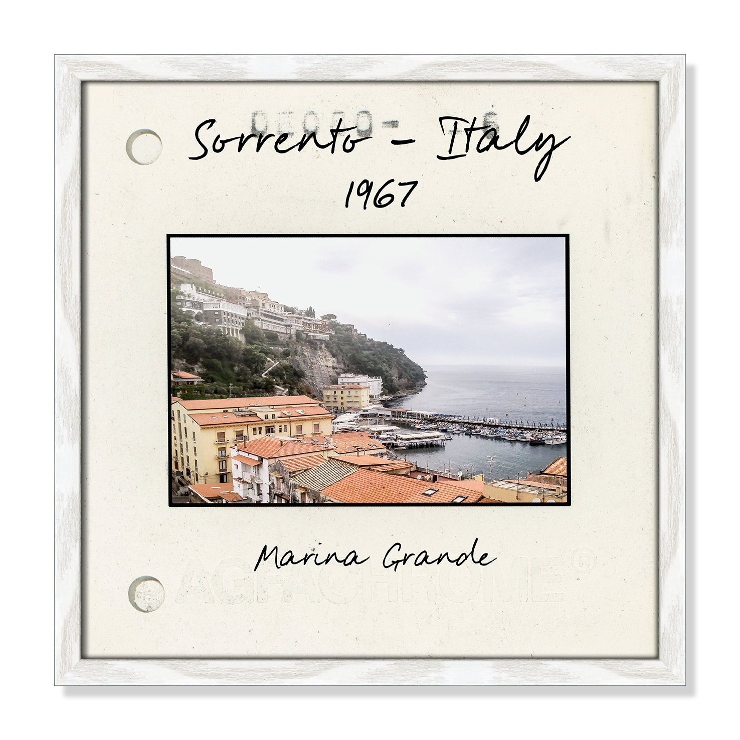 Travel Slide Collection "Sorrento, Italy" Print, 17" H x 17" W x 0.75" D, White Single Picture Framed Paper