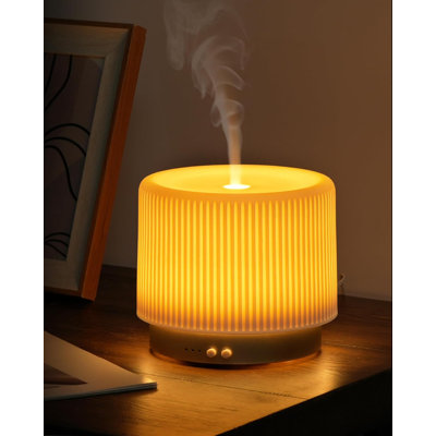 280ml Ceramic Diffuser, 2.4MHz Aromatherapy Diffuser with Cool Mist Humidifier & Night Light,Striped Porcelain With Gold Base | Modern & Luxurious