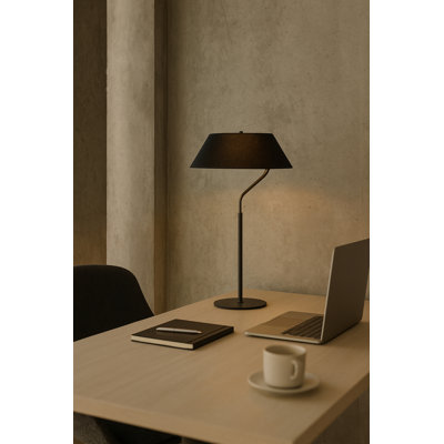 Lampe de table cylindrique 1 lumière Geraldine - noir mat - abat-jour noir