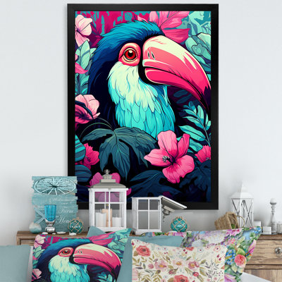 Toucans roses et bleus tropicaux - art mural Toucan