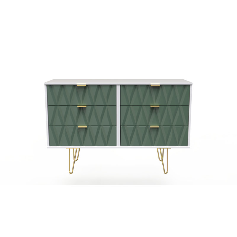 Baturhan 6 Drawer Wide Chest (Ready Assembled), Labrador Green/White