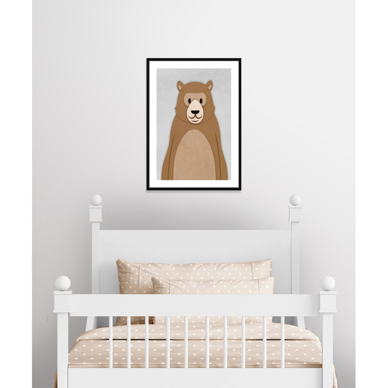 Adhésif décoratif Cheery Bear, 34.5" H x 24.5" W x 1.18" D, Encadré de boîte noir