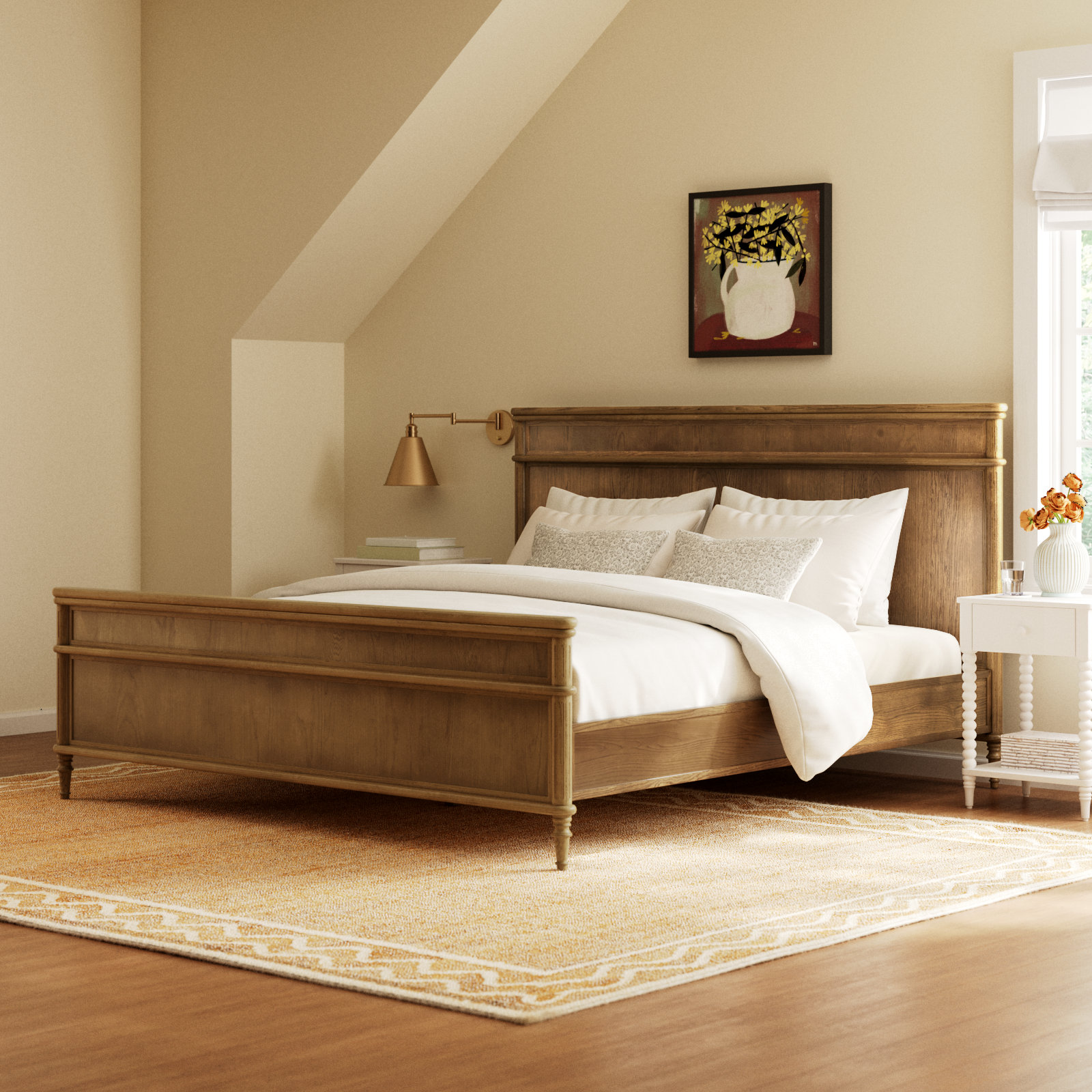 Susie Solid Wood Bed, King, Toasted Oak