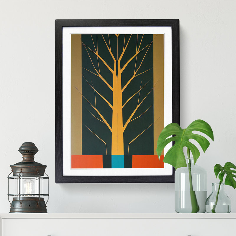 Trewet Oak Tree Suprematism 1 Piece Single Picture Frame Wall Art, 64cm H x 46cm W x 2cm D, Black