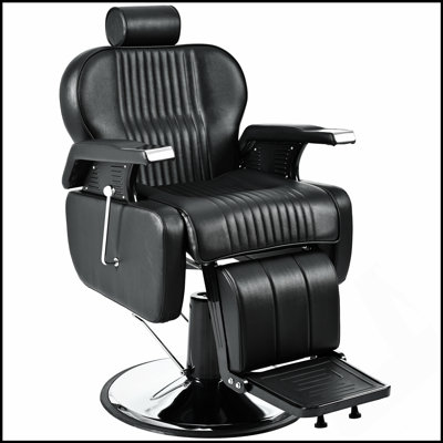 Heavy Duty Reclining Barber Chair With 360° Swivel, Height Adjustable, And Reinforced Stitching For Professional Salons