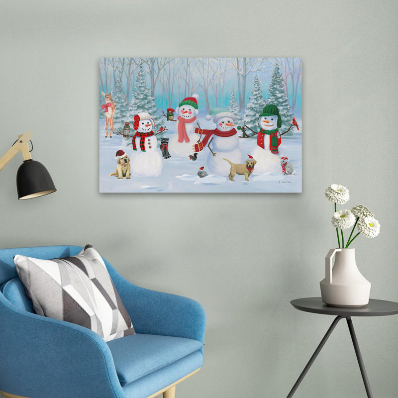 Habillé pour Noël V - animaux, oiseaux beiges, art bleu, H 16 po x l 24 po