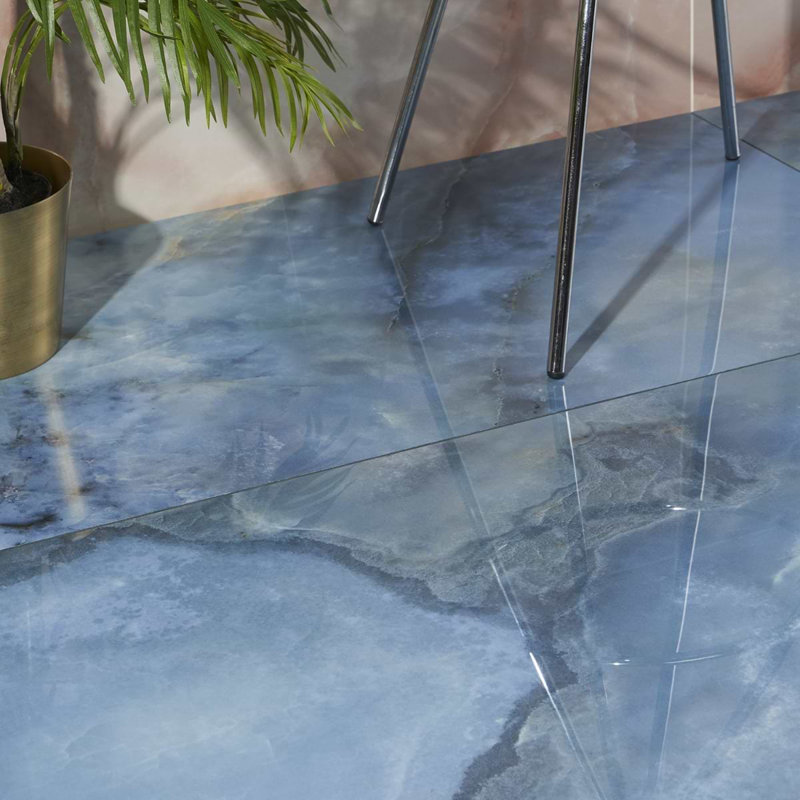 Jewel Onyx 24X48 Polished Porcelain Tile, Blue