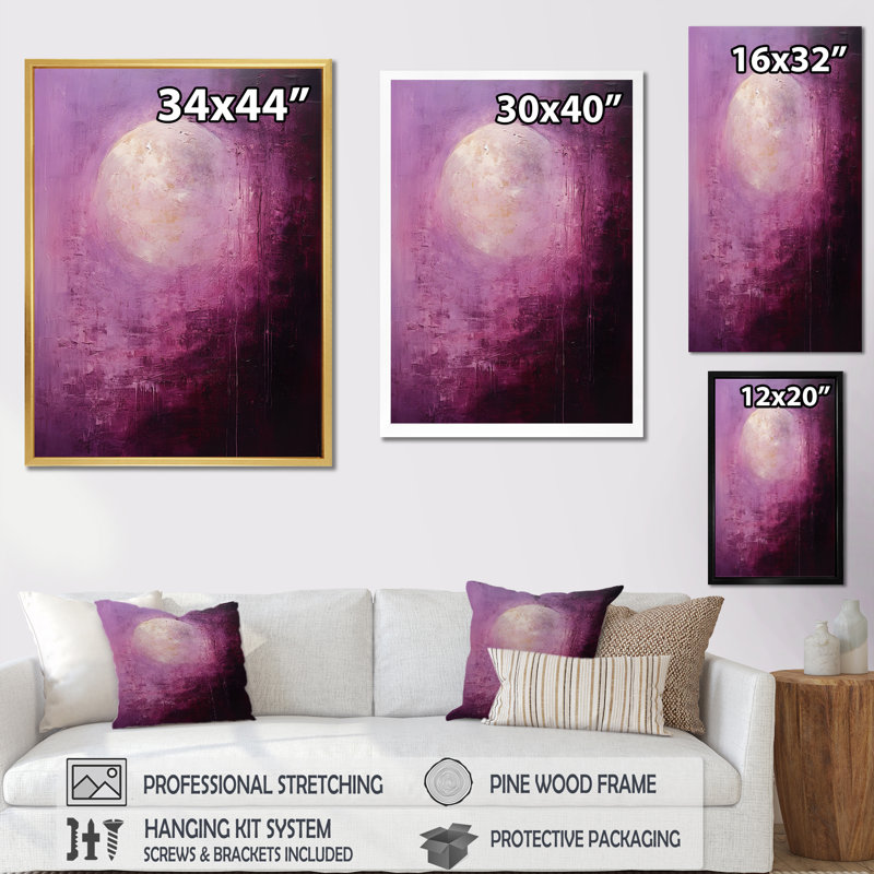 Lune mystérieuse luminosité II, Cadre doré simple, H 32 po x l 16 po x P 1 po