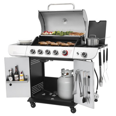 Barbecue au gaz Royal Gourmet à 5 brûleurs avec brûleur Sear et brûleur latéral, sortie 61 000 BTU