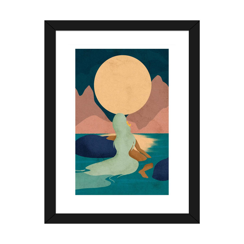 Aquarius Moon par Reyna Noriega - reproduction imprimée, H 32 po x l 24 po x P 1 po, Papier encadré noir, Blanc