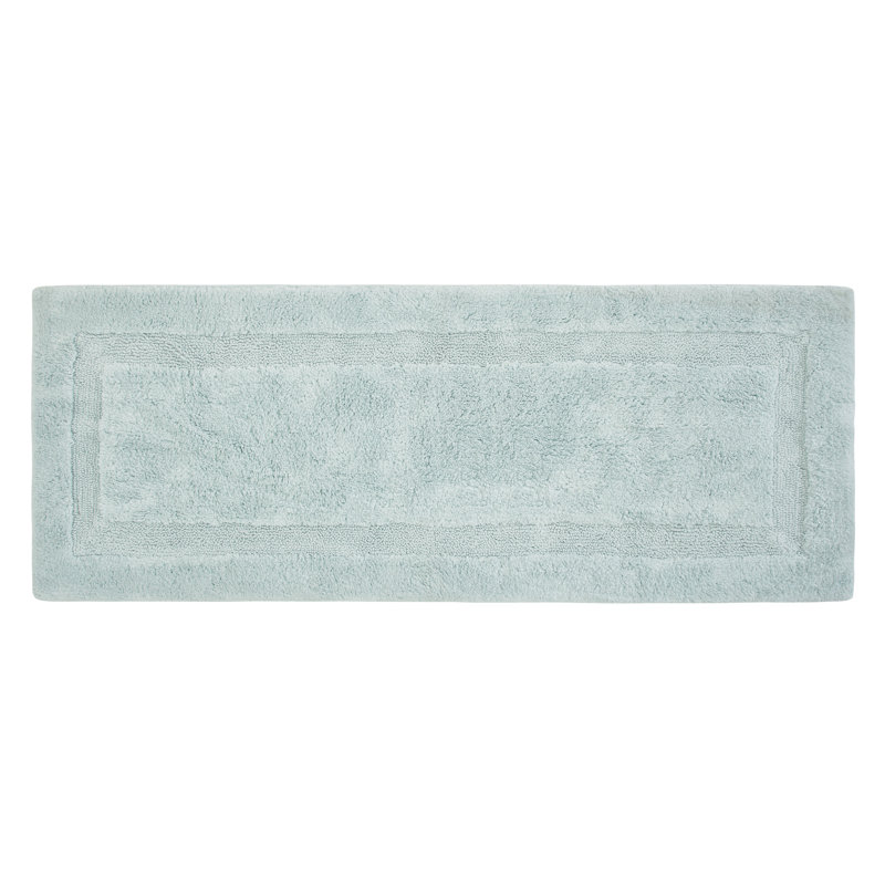Tapis pour salle de bain en mélange de coton Fruggiero, Bleu brumeux