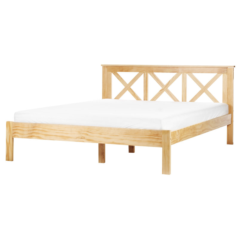 Zarah Solid Wood Bed, Light Brown, European Kingsize (160 x 200 cm)