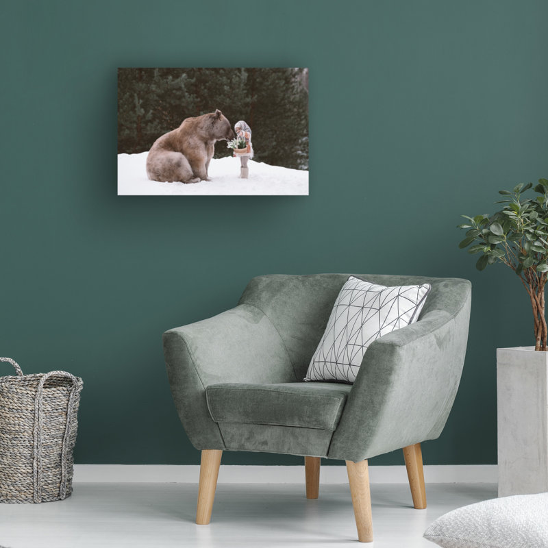 «Bear Companion» sur toile par Olga Barantseva, H 12 po x l 19 po x P 2 po