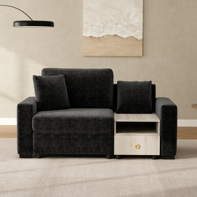 Canapé modulaire en chenille de 63,2 po avec accoudoirs de rangement et console centrale pour le salon