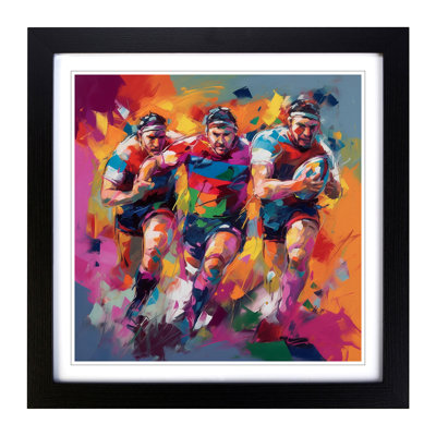 Rugby Fauvism - Single Picture Frame Print on Wood