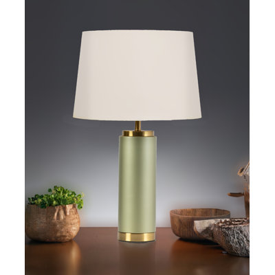Cylinder 55cm Metal Ceramic look Table Lamp