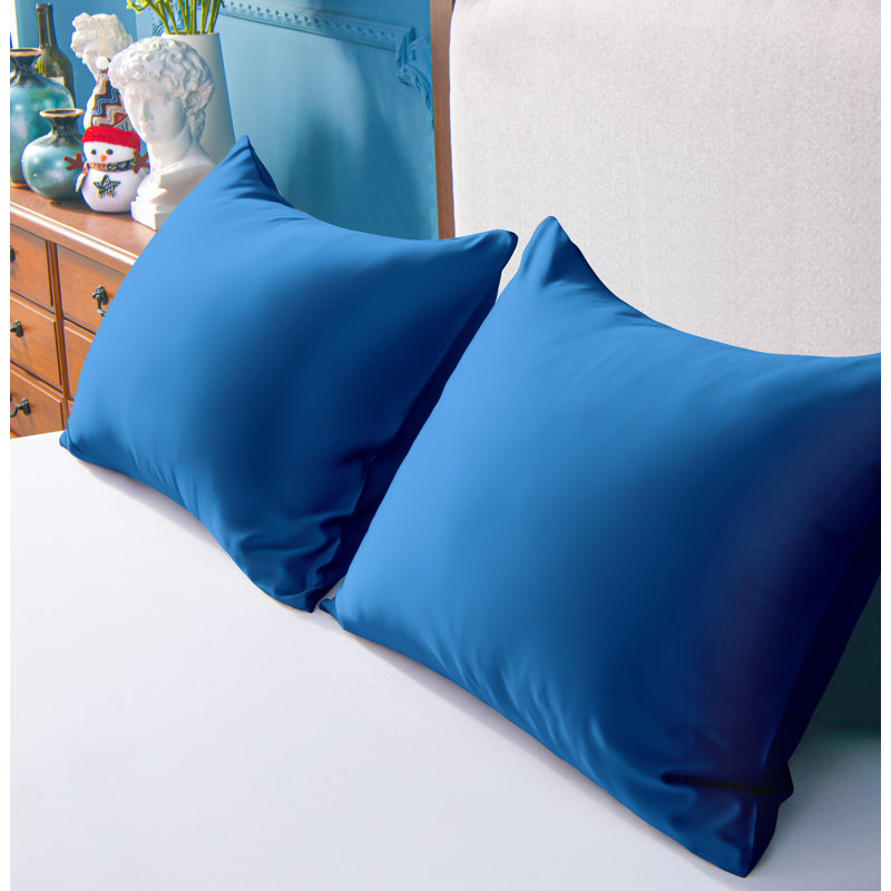 Taie d'oreiller en satin, Standard, Bleu royal