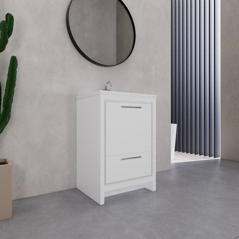 Ensemble de meuble-lavabo simple 23,6 po Eden, Blanc lustré