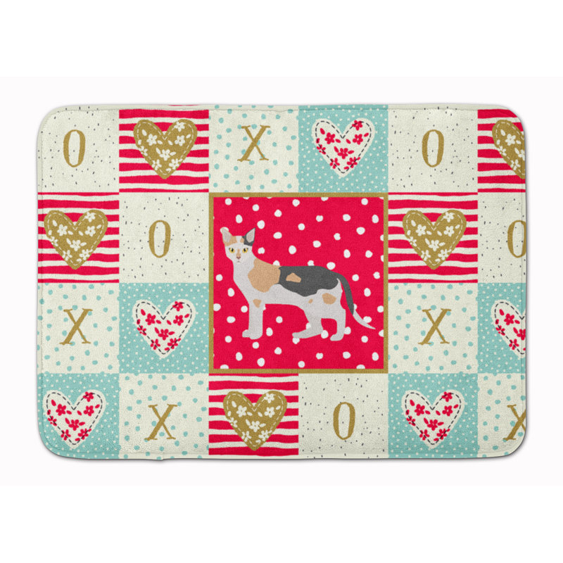 Tapis de cuisine à mousse mémoire cat love Charvi, Asian blanc