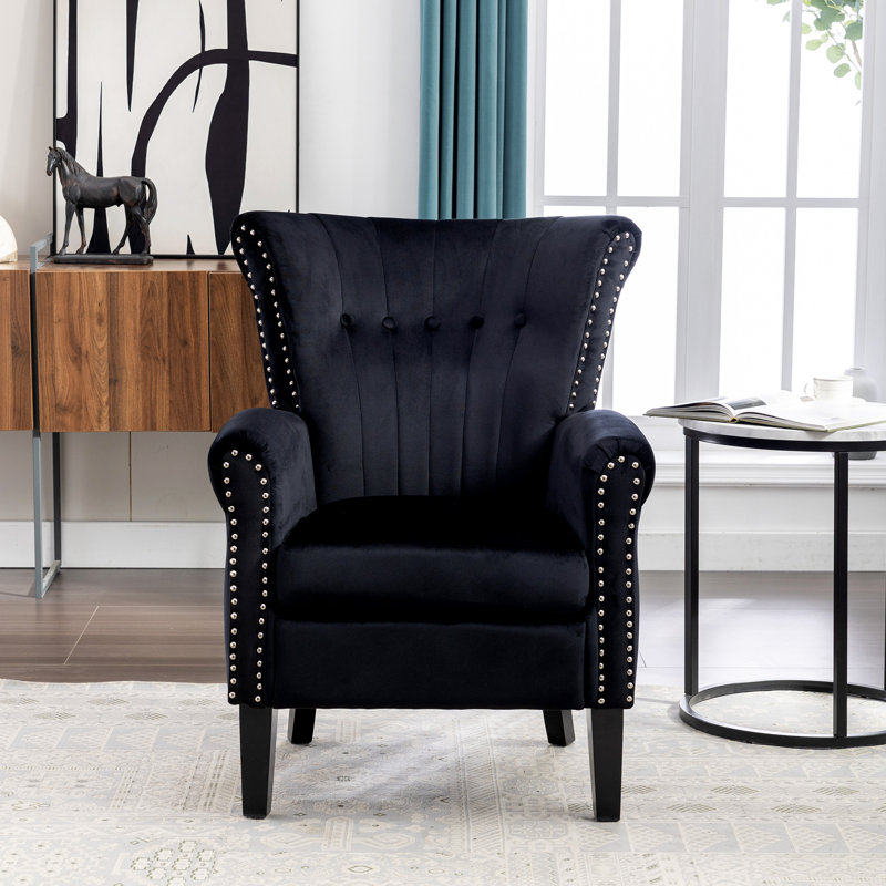 Elsien Velvet Armchair, Black Velvet