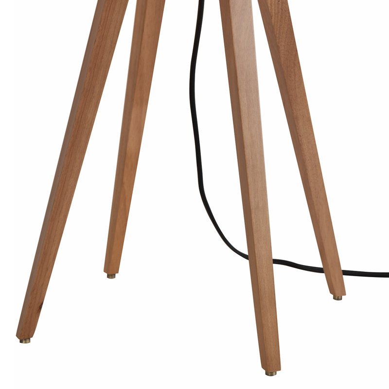 Lampe de table à trépied en bois massif 31 po Quattro, Bois de frêne naturel