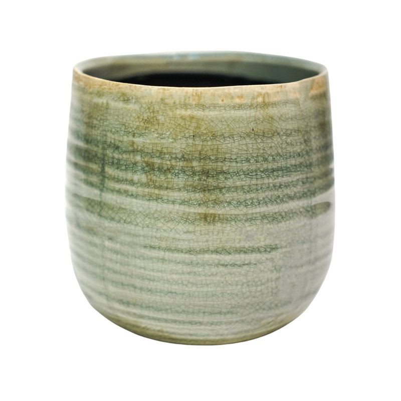 Indoor Planter, Reactive Glaze Como Pot, Mint, 17cm H x 21cm W x 21cm D