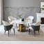 Table de cuisine ronde 59 po 59 po, paresseux à 360 degrés, pierre frittée résistante aux taches et aux chocs, luxe américain, 8 places, table de salle à manger blanc doré avec plateau tournant en pierre, espace compact, design,