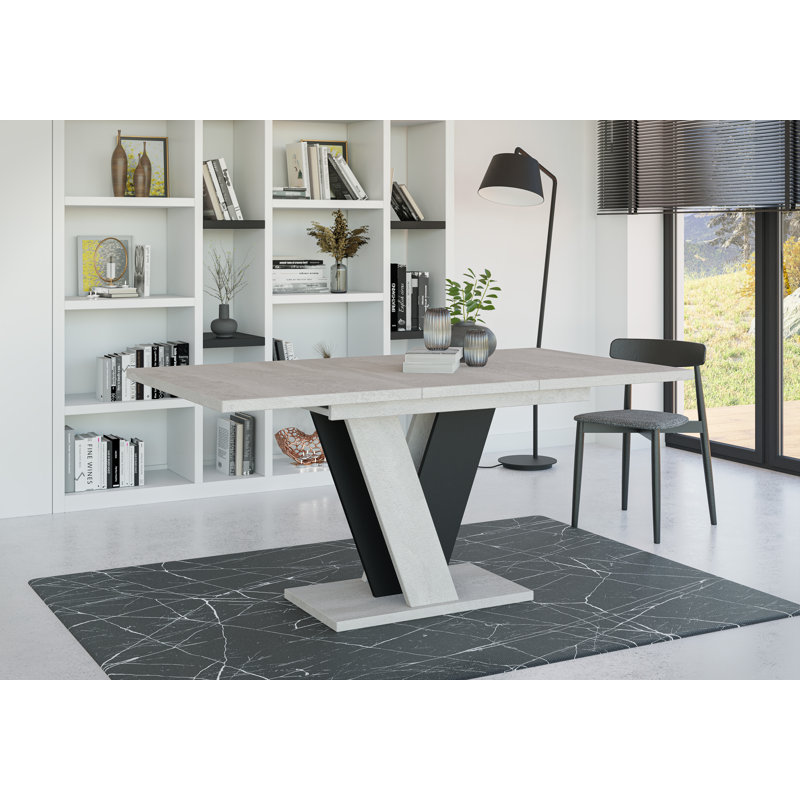 Extendable Dining Table Ameila, Light Grey/Black