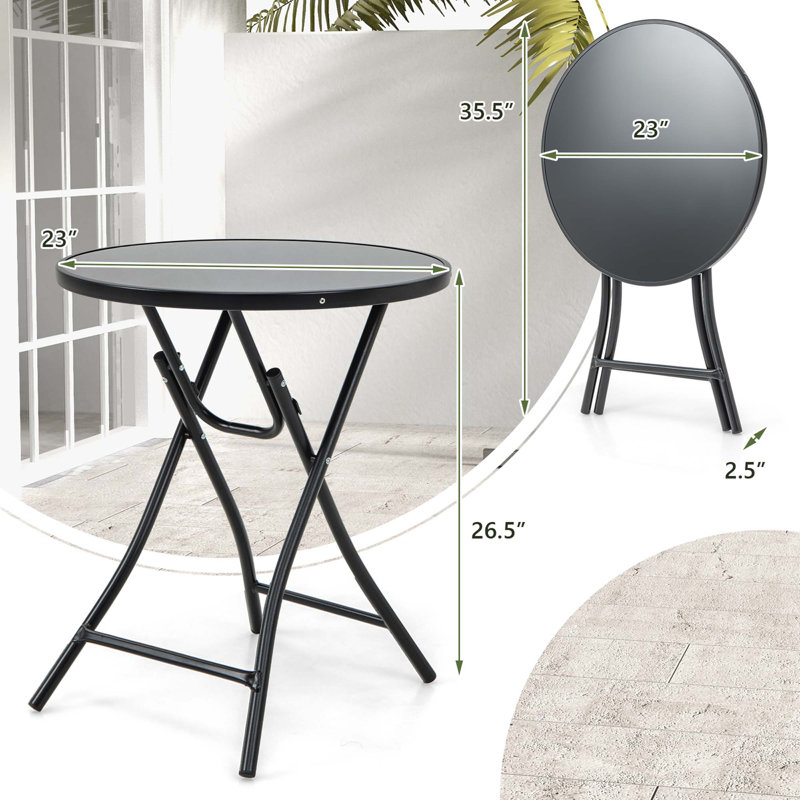 Beilul Round Metal Folding Outdoor Bar Table , 23'' in. W 23'' in. D