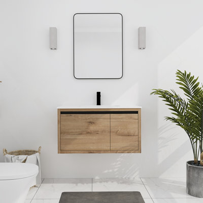 Meuble-lavabo mural avec lavabo en gel