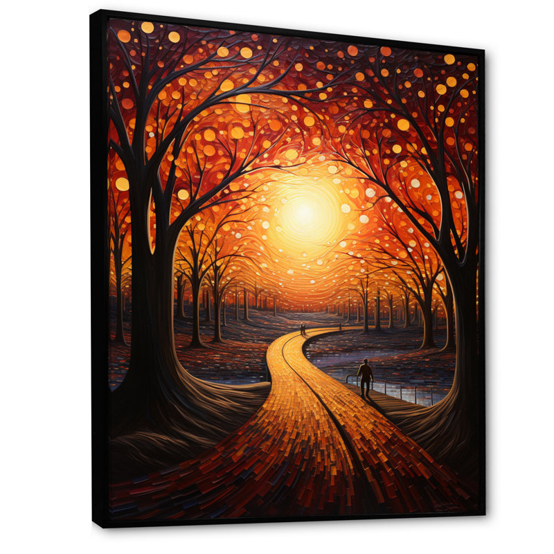 Tunnel Radiant Pathway Pointillism II sur toile, H 40 po x l 30 po x P 1,5 po, Cadre flottant noir