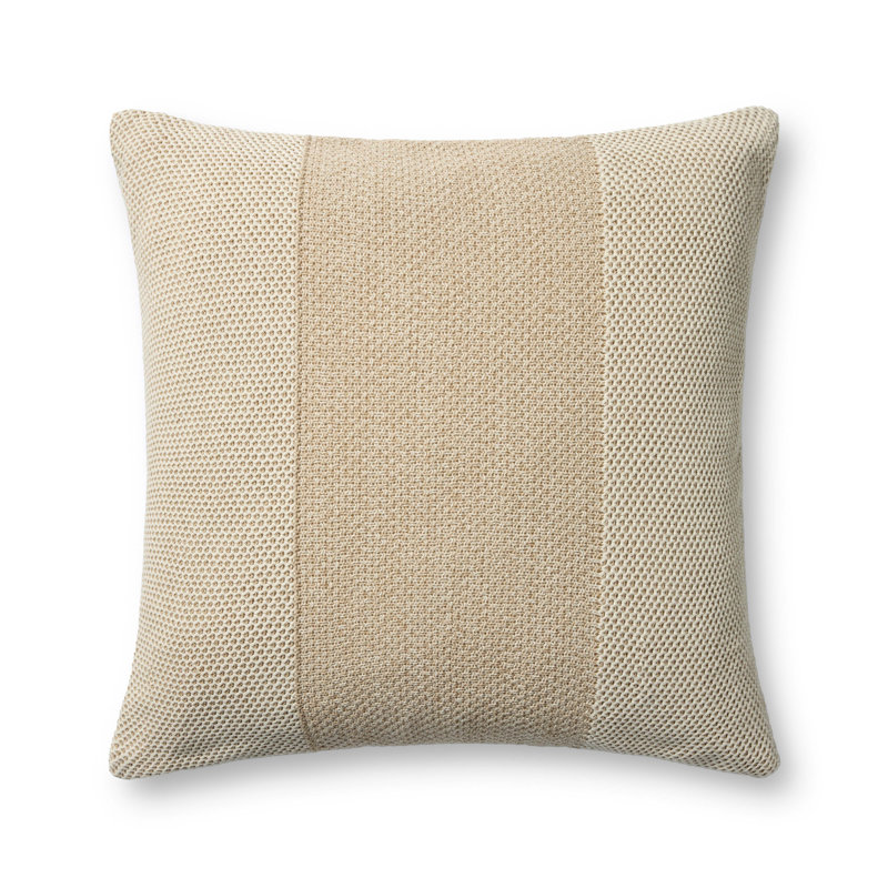 Cotton Throw Square Pillow Cover by Loloi, Ivory / Beige