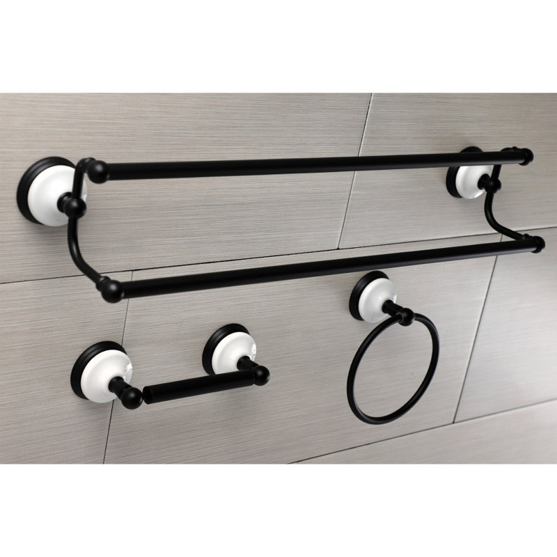 Victorian Matte Black 3-Piece Metal Bathroom Hardware Set