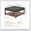 Grande table basse avec repose-pieds carré en lin capitonné, capacité robuste de 400 lb pour une utilisation polyvalente et un design élégant.