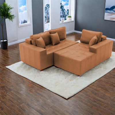 Canapé modulaire à compression, méridienne droite en similicuir 108,27 pouces, appartement moderne