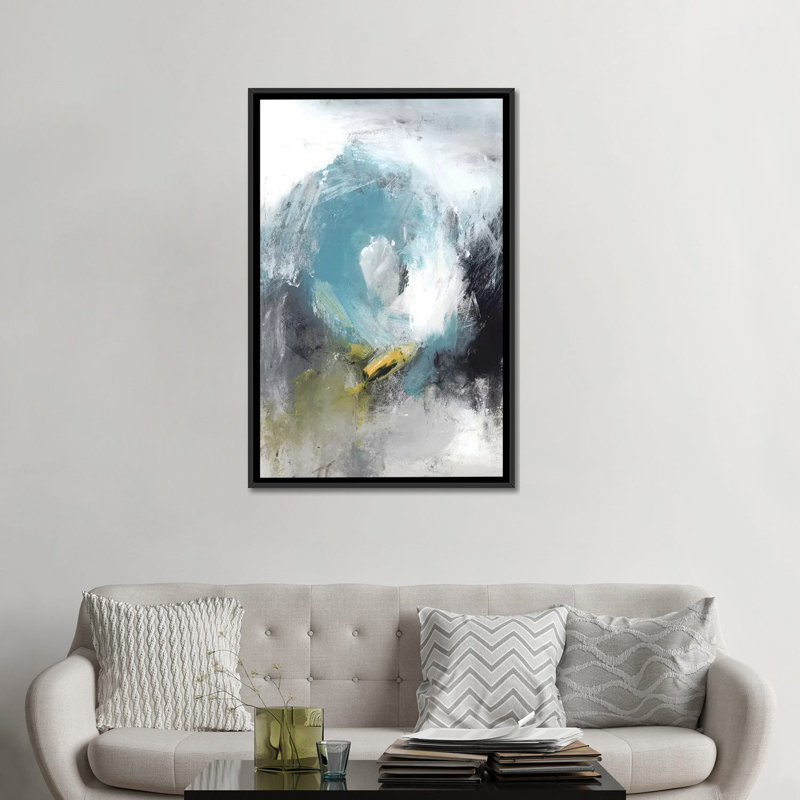 « aquamarine ii », impression sur toile, H 26 po x l 18 po x P 1,5 po, Toile avec cadre noir, Pas de tapis