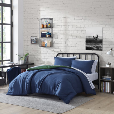 MF Point Harbor Nautica Harmead Solid Reversible Navy Comforter Bonus Set