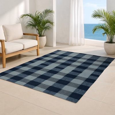 Tapis d'intérieur et d'extérieur à carreaux gris