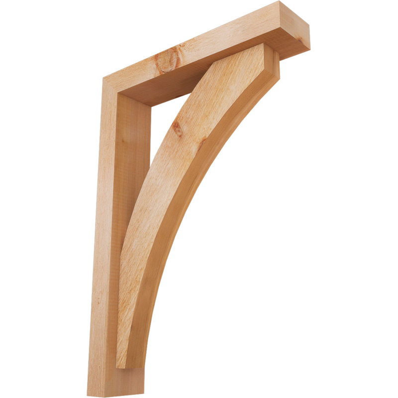 Thorton Block Bracket with Offset Brace, 26 x 18, 4"W Western Red Cedar (Rough Sawn)