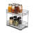 6-Inch Double Sliding 2‑Tier Spice Rack in Nickel Glidez Powder‑Coated Steel Pull‑Out Storage Organizer with Plastic Liners-1330183831
