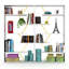 Bibliothèque industrielle à 6 tablettes, structure en bois pour le bureau et les espaces de vie, structure solide blanc / jaune, pièces de style-126060772