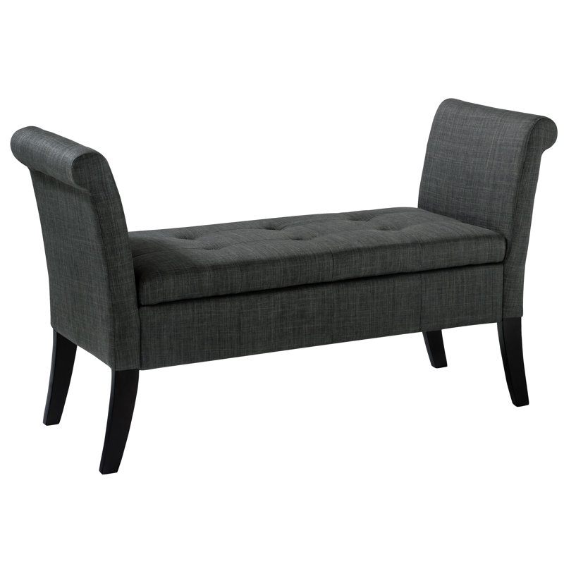 Aadvika Upholstered Storage Bench, Dark Gray