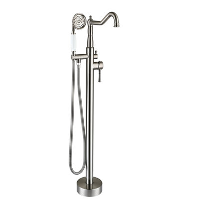 Robinet de baignoire sur pied en métal avec douchette - Résistant à la corrosion, largeur 16,8 cm, jet complet, hauteur