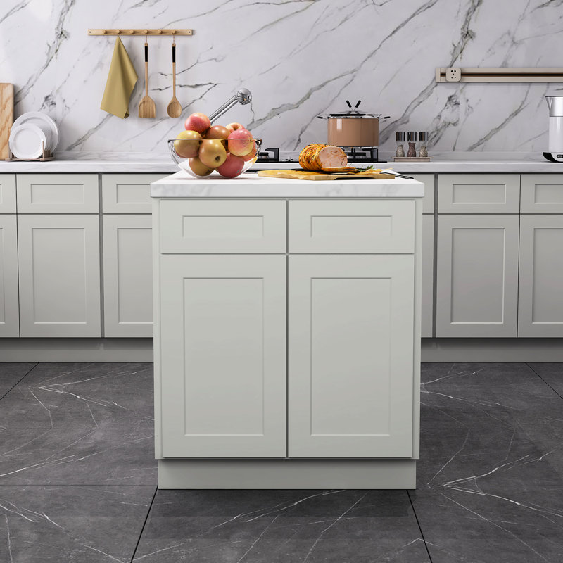 Armoire de base en contreplaqué de 24 po x l 33 po x H 34,5 po, armoire de cuisine d'apparence grise de luxe, 33 po x 24 po x 34,5 po, spacieuse